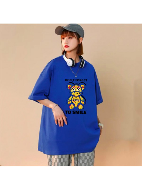 Smile Bear Blue Unisex Mens/Womens Short Sleeve T-shirts Fashion Printed Tops Cosplay Costume