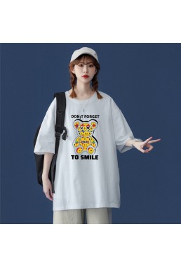 Smile Bear White Unisex Mens/Womens Short Sleeve T-shirts Fashion Printed Tops Cosplay Costume