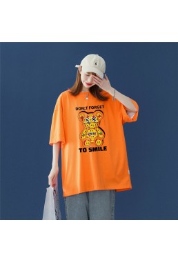 Smile Bear orange Unisex Mens/Womens Short Sleeve T-shirts Fashion Printed Tops Cosplay Costume