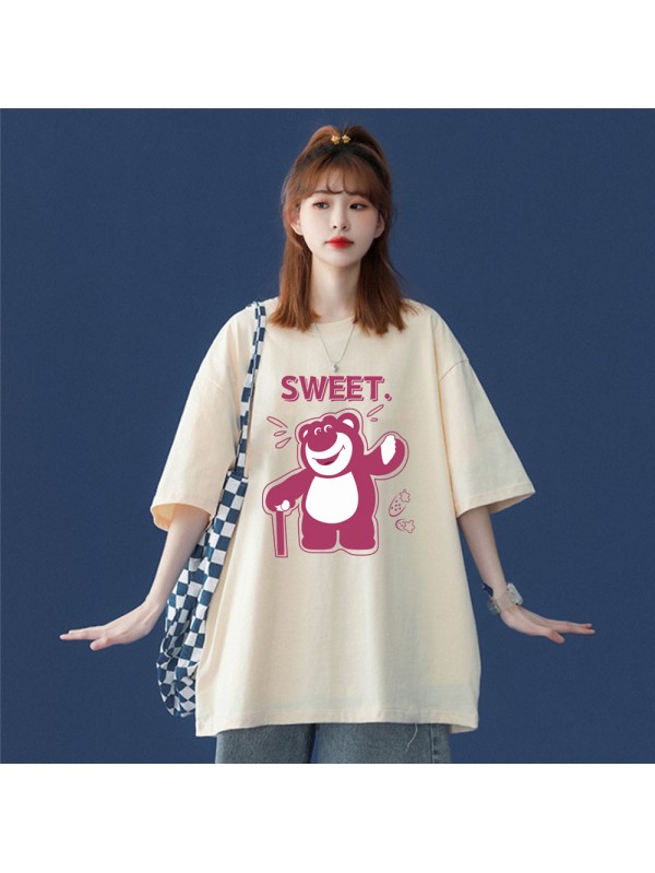 Sweet Bear Beige Unisex Mens/Womens Short Sleeve T-shirts Fashion Printed Tops Cosplay Costume