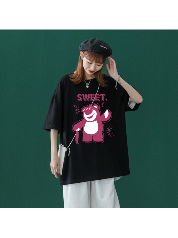 Sweet Bear Black Unisex Mens/Womens Short Sleeve T-shirts Fashion Printed Tops Cosplay Costume