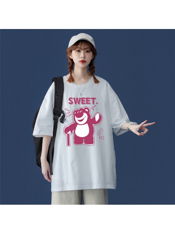 Sweet Bear White Unisex Mens/Womens Short Sleeve T-shirts Fashion Printed Tops Cosplay Costume