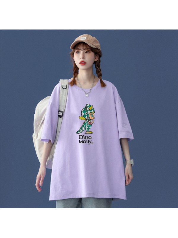 Dino Moily Purple Unisex Mens/Womens Short Sleeve T-shirts Fashion Printed Tops Cosplay Costume