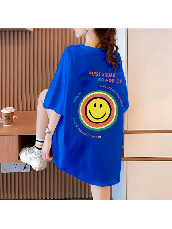 Sun Smiley Face Blue_1 Unisex Mens/Womens Short Sleeve T-shirts Fashion Printed Tops Cosplay Costume