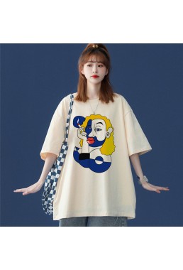 Smoking Women Beige Unisex Mens/Womens Short Sleeve T-shirts Fashion Printed Tops Cosplay Costume