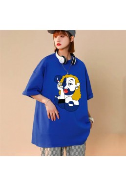 Smoking Women Blue Unisex Mens/Womens Short Sleeve T-shirts Fashion Printed Tops Cosplay Costume