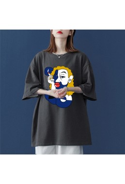 Smoking Women Grey Unisex Mens/Womens Short Sleeve T-shirts Fashion Printed Tops Cosplay Costume