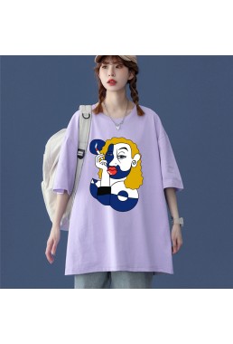 Smoking Women Purple Unisex Mens/Womens Short Sleeve T-shirts Fashion Printed Tops Cosplay Costume