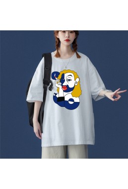 Smoking Women White Unisex Mens/Womens Short Sleeve T-shirts Fashion Printed Tops Cosplay Costume