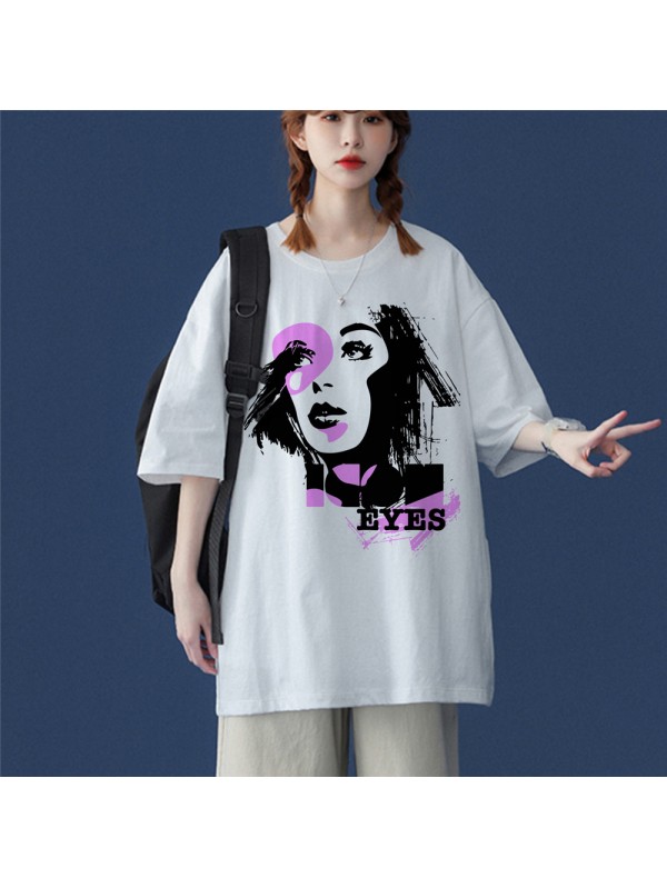 Fashion Girl White Unisex Mens/Womens Short Sleeve T-shirts Fashion Printed Tops Cosplay Costume