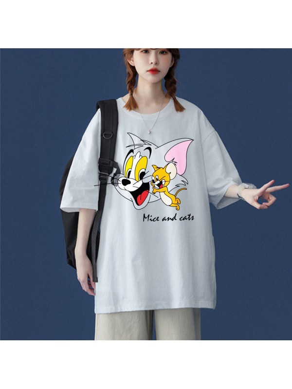 Tom and Jerry 1 Unisex Mens/Womens Short Sleeve T-shirts Fashion Printed Tops Cosplay Costume