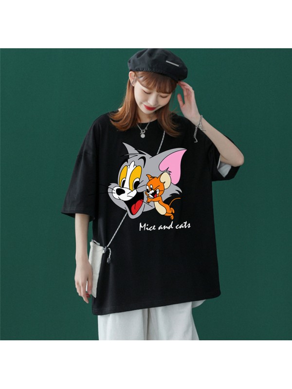 Tom and Jerry 3 Unisex Mens/Womens Short Sleeve T-shirts Fashion Printed Tops Cosplay Costume