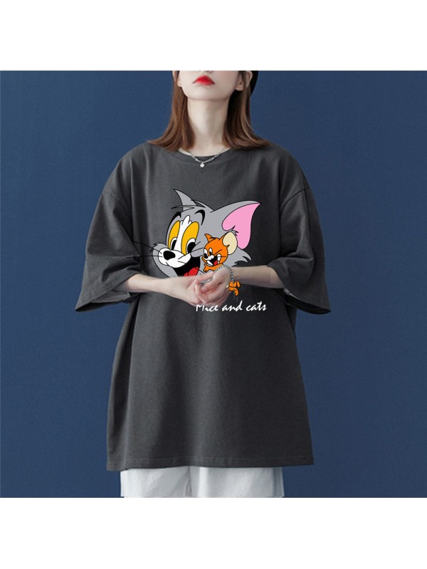 Tom and Jerry 4 Unisex Mens/Womens Short Sleeve T-shirts Fashion Printed Tops Cosplay Costume