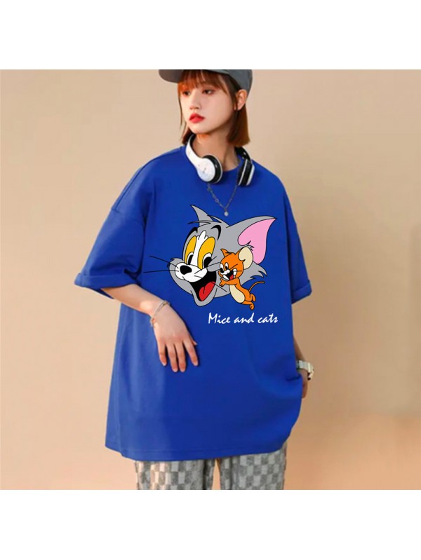 Tom and Jerry 5 Unisex Mens/Womens Short Sleeve T-shirts Fashion Printed Tops Cosplay Costume