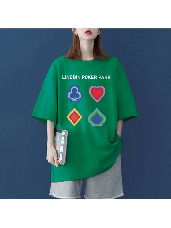 Poker green Unisex Mens/Womens Short Sleeve T-shirts Fashion Printed Tops Cosplay Costume