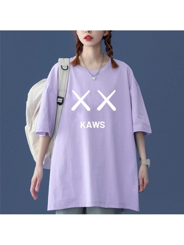 KAWS 4 Unisex Mens/Womens Short Sleeve T-shirts Fashion Printed Tops Cosplay Costume