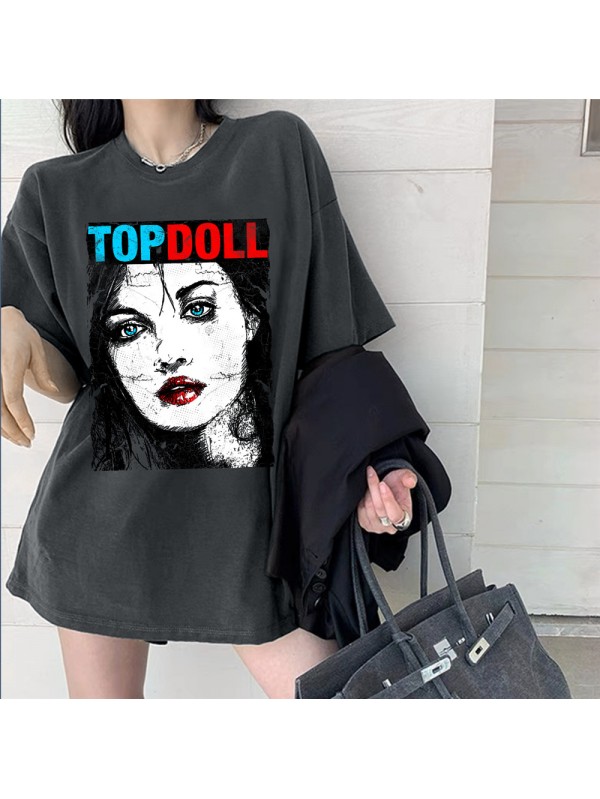 Topdoll Girl 2 Unisex Mens/Womens Short Sleeve T-shirts Fashion Printed Tops Cosplay Costume