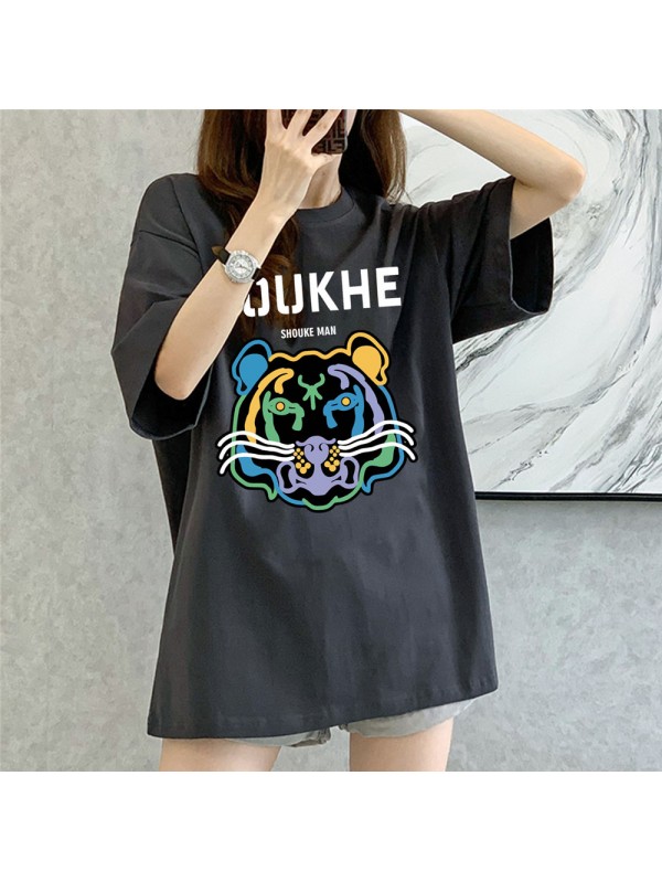 Tigger grey Unisex Mens/Womens Short Sleeve T-shirts Fashion Printed Tops Cosplay Costume