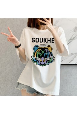 Tigger white Unisex Mens/Womens Short Sleeve T-shirts Fashion Printed Tops Cosplay Costume