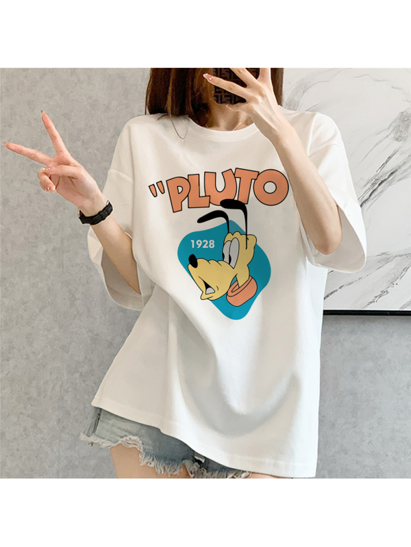 Pluto white Unisex Mens/Womens Short Sleeve T-shirts Fashion Printed Tops Cosplay Costume