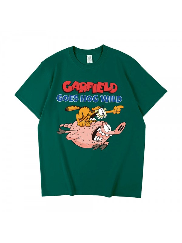 Garfield green Unisex Mens/Womens Short Sleeve T-shirts Fashion Printed Tops Cosplay Costume