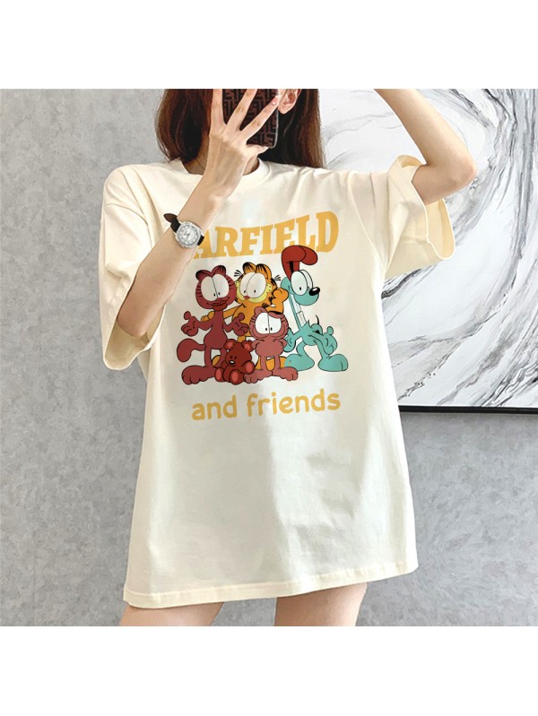 Garfield beige Unisex Mens/Womens Short Sleeve T-shirts Fashion Printed Tops Cosplay Costume