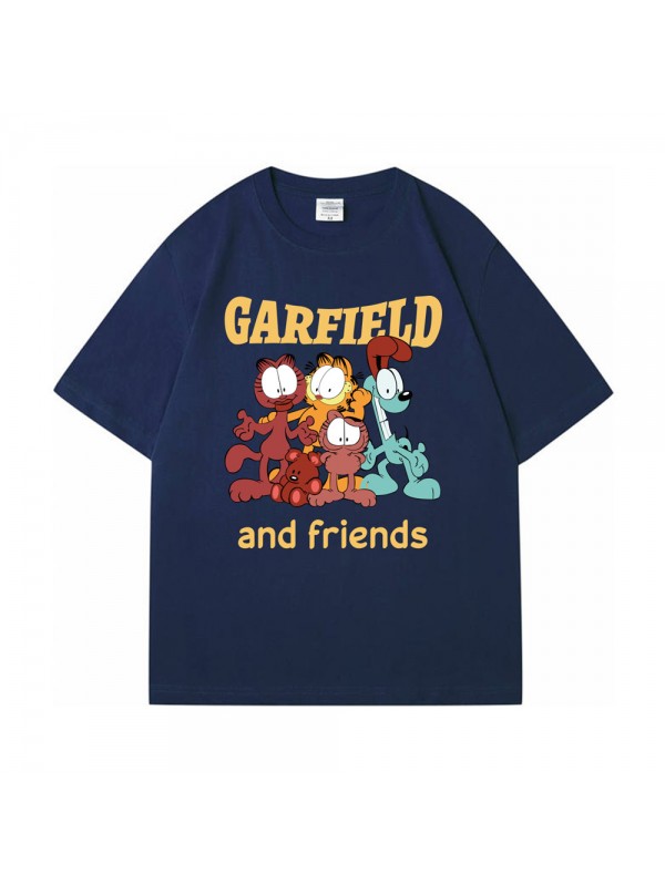 Garfield blue Unisex Mens/Womens Short Sleeve T-shirts Fashion Printed Tops Cosplay Costume