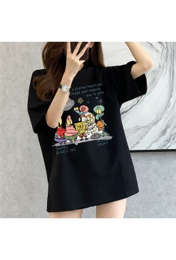 SpongeBob SquarePants black 2 Unisex Mens/Womens Short Sleeve T-shirts Fashion Printed Tops Cosplay Costume