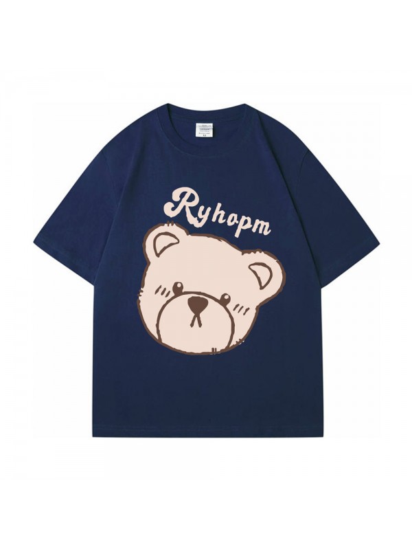 Ryhapm Bear blue Unisex Mens/Womens Short Sleeve T-shirts Fashion Printed Tops Cosplay Costume