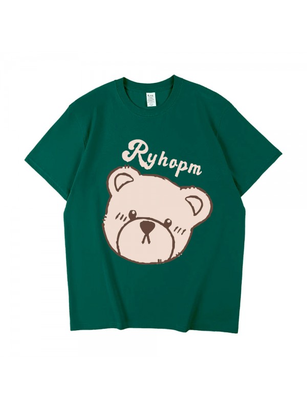 Ryhapm Bear green Unisex Mens/Womens Short Sleeve T-shirts Fashion Printed Tops Cosplay Costume