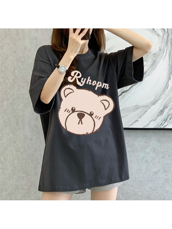 Ryhapm Bear grey Unisex Mens/Womens Short Sleeve T-shirts Fashion Printed Tops Cosplay Costume