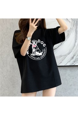 White Dog black Unisex Mens/Womens Short Sleeve T-shirts Fashion Printed Tops Cosplay Costume