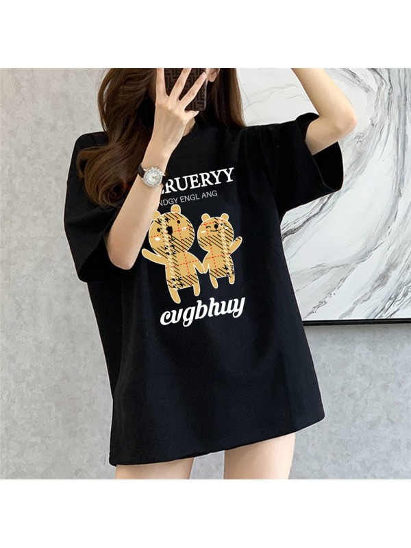 Two Bears black Unisex Mens/Womens Short Sleeve T-shirts Fashion Printed Tops Cosplay Costume