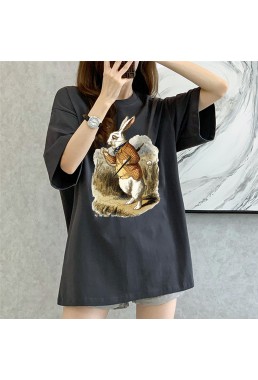 Sleepwalking rabbit grey Unisex Mens/Womens Short Sleeve T-shirts Fashion Printed Tops Cosplay Costume