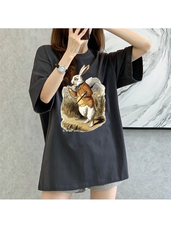 Sleepwalking rabbit grey Unisex Mens/Womens Short Sleeve T-shirts Fashion Printed Tops Cosplay Costume