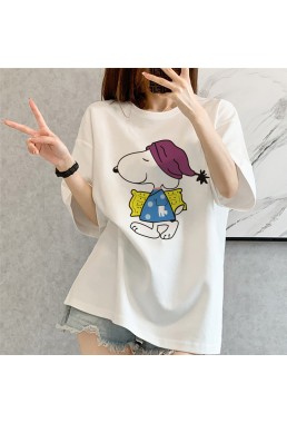 Scooby Doo white Unisex Mens/Womens Short Sleeve T-shirts Fashion Printed Tops Cosplay Costume