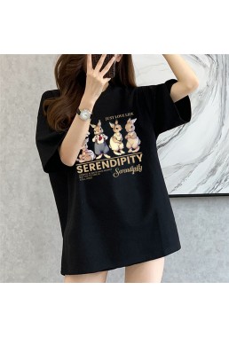 Serendipity Four Rabbit black Unisex Mens/Womens Short Sleeve T-shirts Fashion Printed Tops Cosplay Costume