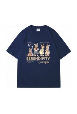 Serendipity Four Rabbit blue Unisex Mens/Womens Short Sleeve T-shirts Fashion Printed Tops Cosplay Costume