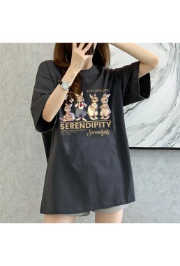 Serendipity Four Rabbit grey Unisex Mens/Womens Short Sleeve T-shirts Fashion Printed Tops Cosplay Costume