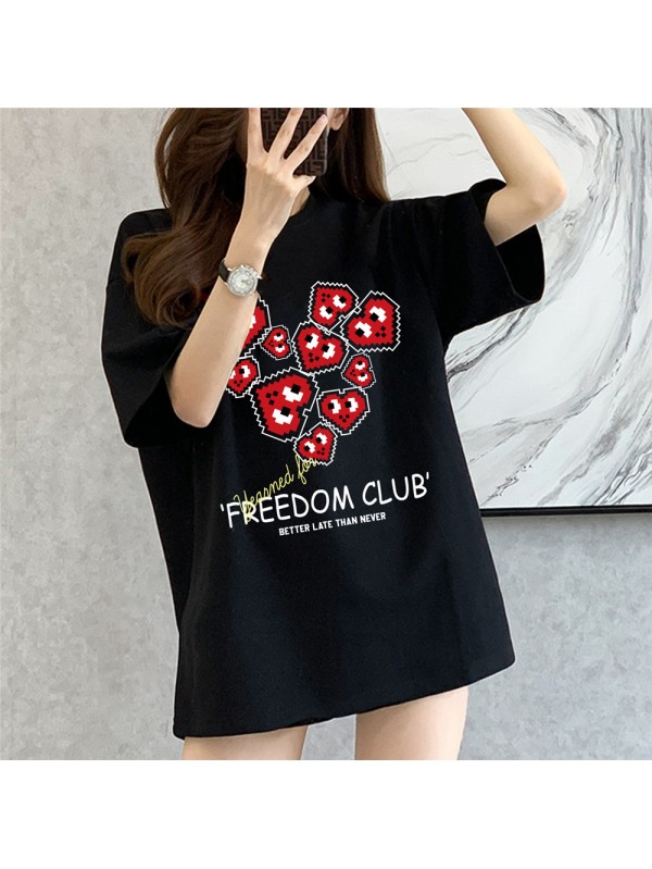 Sweet Heart black Unisex Mens/Womens Short Sleeve T-shirts Fashion Printed Tops Cosplay Costume