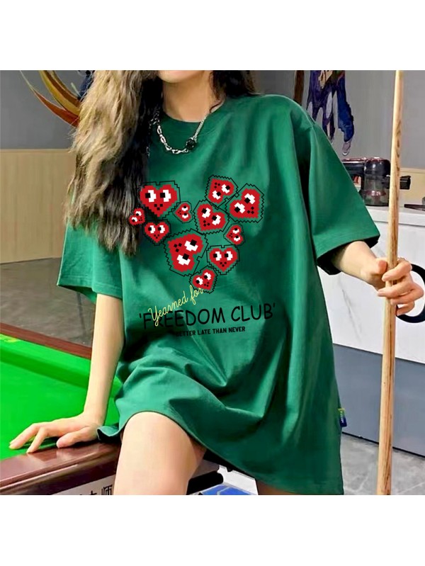 Sweet Heart green Unisex Mens/Womens Short Sleeve T-shirts Fashion Printed Tops Cosplay Costume