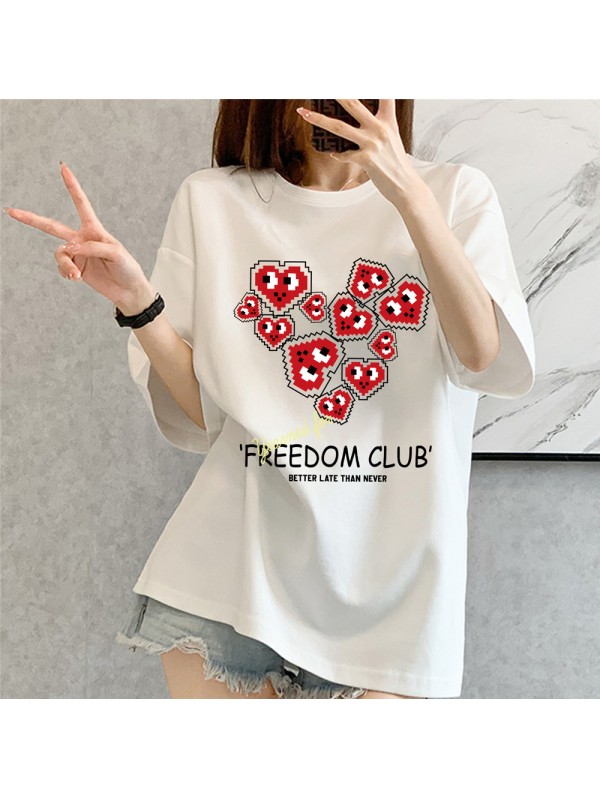 Sweet Heart white Unisex Mens/Womens Short Sleeve T-shirts Fashion Printed Tops Cosplay Costume