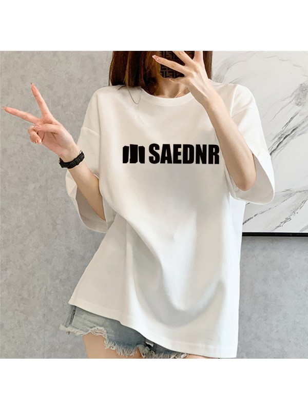 SAEDNR White Unisex Mens/Womens Short Sleeve T-shirts Fashion Printed Tops Cosplay Costume