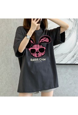 Graffiti Rabbit grey Unisex Mens/Womens Short Sleeve T-shirts Fashion Printed Tops Cosplay Costume