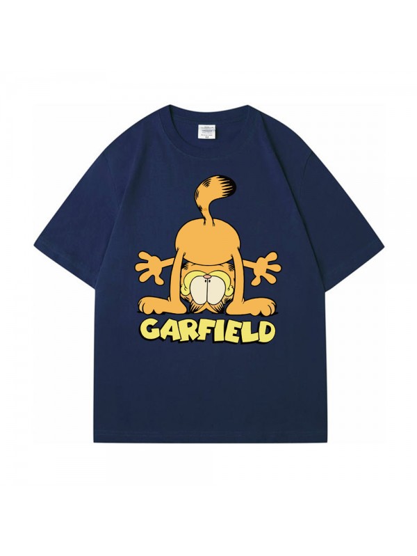 The Garfield Show blue Unisex Mens/Womens Short Sleeve T-shirts Fashion Printed Tops Cosplay Costume