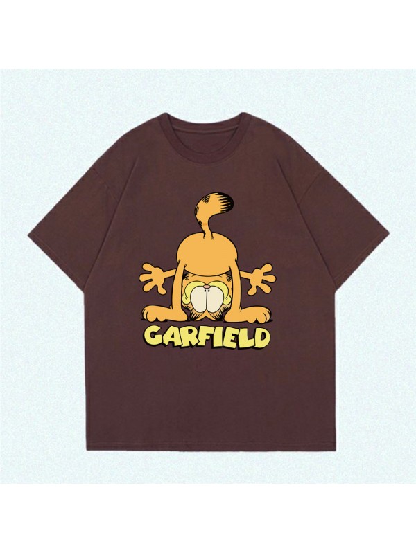 The Garfield Show coffee Unisex Mens/Womens Short Sleeve T-shirts Fashion Printed Tops Cosplay Costume