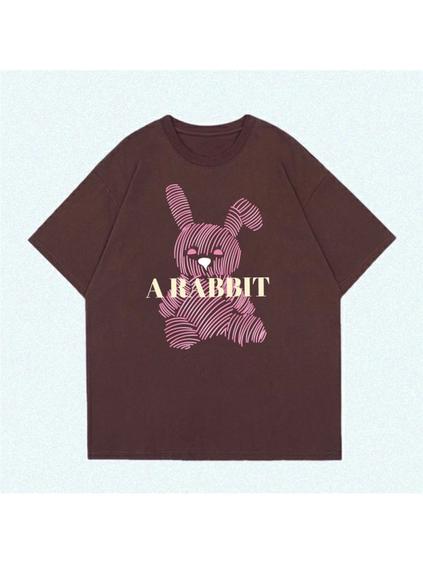 Stripe Rabbit coffee Unisex Mens/Womens Short Sleeve T-shirts Fashion Printed Tops Cosplay Costume