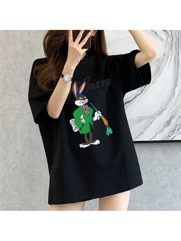 Teacher Rabbit black Unisex Mens/Womens Short Sleeve T-shirts Fashion Printed Tops Cosplay Costume