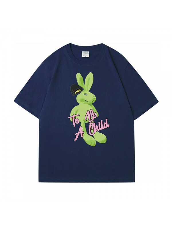 Fluorescent Rabbit blue Unisex Mens/Womens Short Sleeve T-shirts Fashion Printed Tops Cosplay Costume