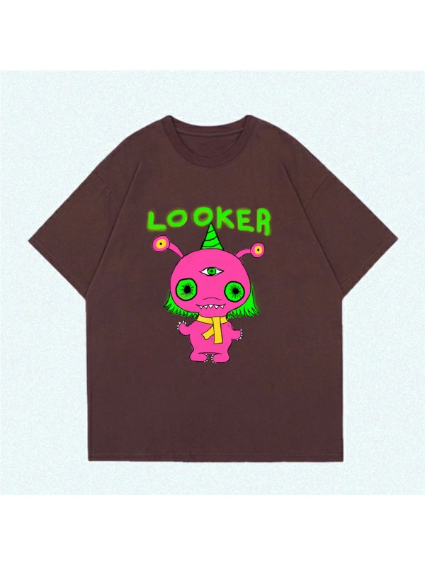 Pink Monster Looker 5 Unisex Mens/Womens Short Sleeve T-shirts Fashion Printed Tops Cosplay Costume